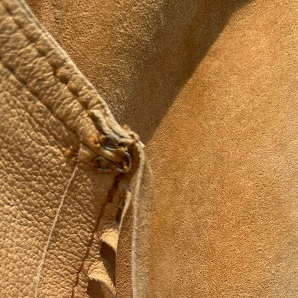 Vintage MIXIT Suede Leather Fringe Jacket L Western Cowgirl Boho Tan Y2K - Picture 6 of 10